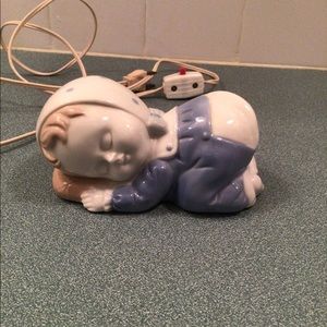 Vintage LEGO Sleeping Baby Nursery Night Light Lamp Blue & White.